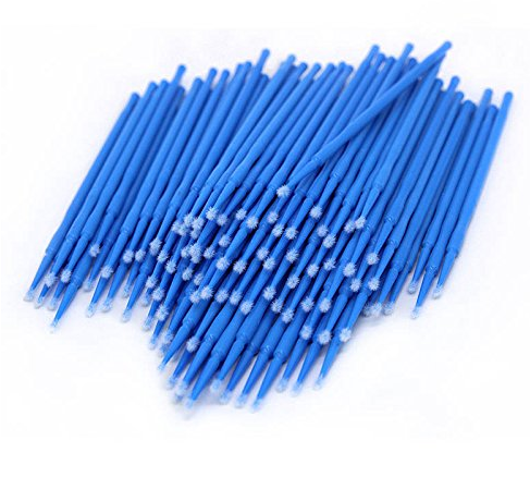 50 Stück Einweg Microbürsten, Wimpernbuerste für Wimpernverlängerung (Blau)